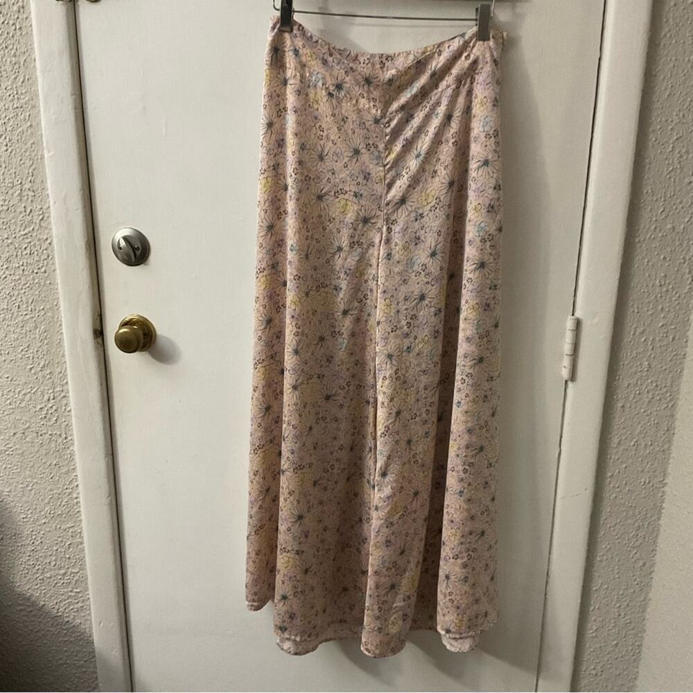 H&M Divided Pink Floral Wideleg Pants 8 Boho Casual Resortwear Fairycore Cottage